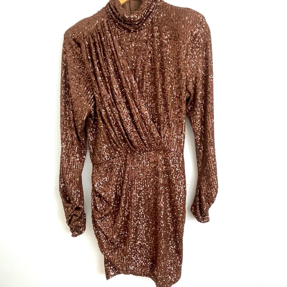Ronny Kobo brown sequin long sleeve dress - Picture 4 of 8
